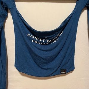 Embroidered off shoulder crop top